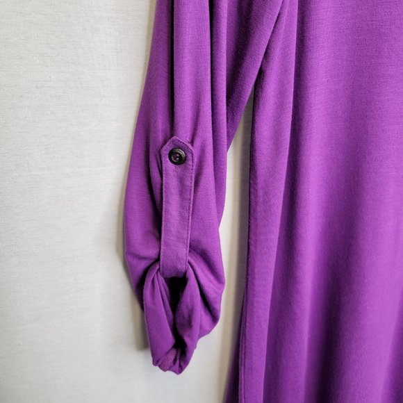Soft Surroundings Women's PXS Popover Shirt Top Purple Roll Tab Sleeve - Picture 5 of 7